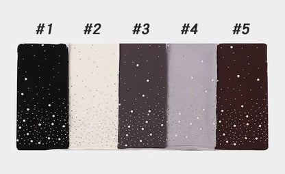 2024 hot sale women plain bubble pearl chiffon scarf Head hijab wrap solid shawls headband foulard femme muslim hijabs stores