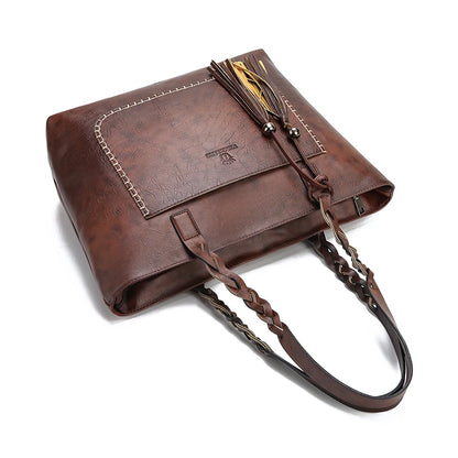 Women Messenger Bags Leather Daily Luxury Tassel Leather Handbags Female Designer Bag Vintage Big Tote Shoulder Bag High Quality