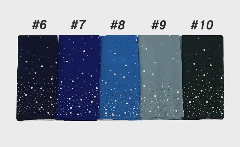 2024 hot sale women plain bubble pearl chiffon scarf Head hijab wrap solid shawls headband foulard femme muslim hijabs stores