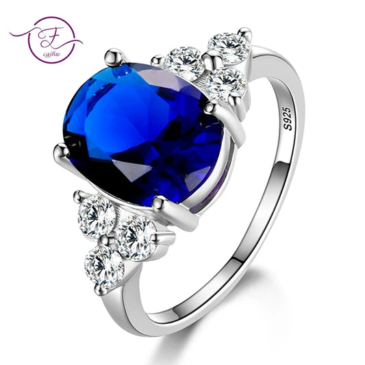 Silver Plated Rings for Woman AAA Oval Olive Zircon Ring Multi-color Gemstone Fashion Luxury Jewelry Wedding Engagement Gift