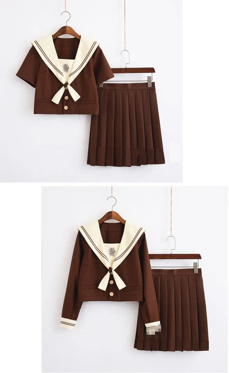2024 New Japanese School Uniforms Sailor Tops+tie+skirt Navy Style Students Clothes for Girl Plus Size Lala Cheerleader Clothing
