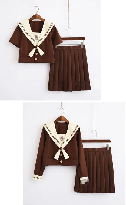 2024 New Japanese School Uniforms Sailor Tops+tie+skirt Navy Style Students Clothes for Girl Plus Size Lala Cheerleader Clothing