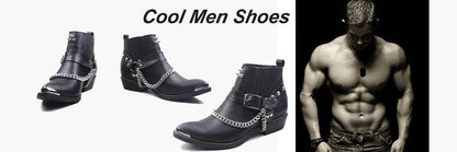 Korean Style Men's Pointed Toe Ankle Boots Black Suede US6-1 Big Size Knight Party Footwear Bota Masculina