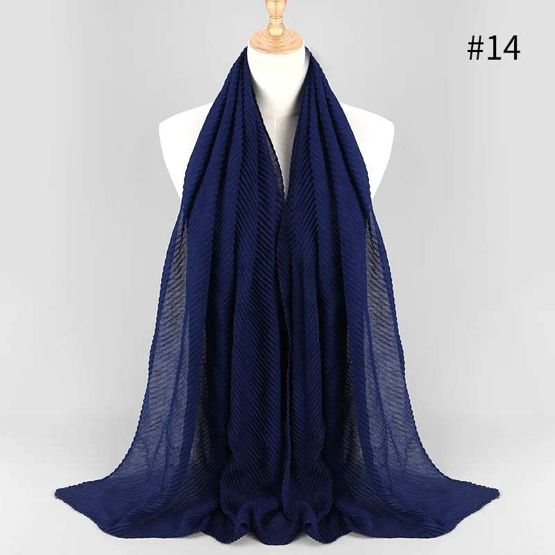 2022 Women Plain Cotton Scarf Head Hijab Wrap Solid Full Cover-up Shawls Foulard Femme Headband Crinkle Muslim Hijabs Store