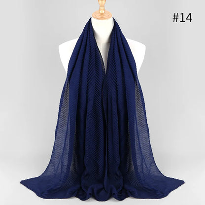 2022 Women Plain Cotton Scarf Head Hijab Wrap Solid Full Cover-up Shawls Foulard Femme Headband Crinkle Muslim Hijabs Store