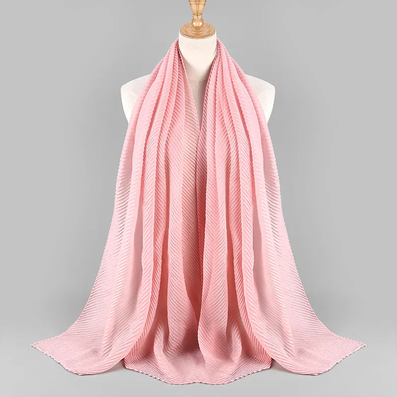 2022 Women Plain Cotton Scarf Head Hijab Wrap Solid Full Cover-up Shawls Foulard Femme Headband Crinkle Muslim Hijabs Store