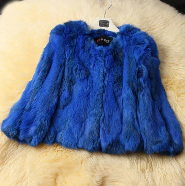 2024 New Women Fashion Brand Design Real Genuine Natural Rabbit Fur Coat   Female Pure Dropshipping Jacket DFP311