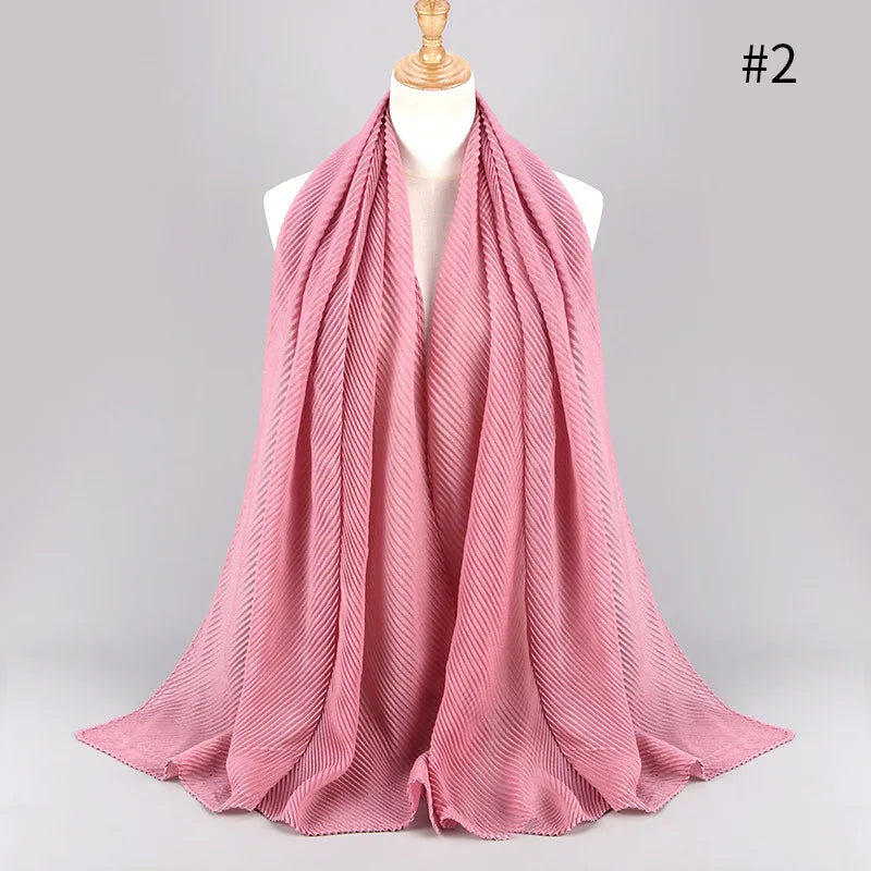 2022 Women Plain Cotton Scarf Head Hijab Wrap Solid Full Cover-up Shawls Foulard Femme Headband Crinkle Muslim Hijabs Store