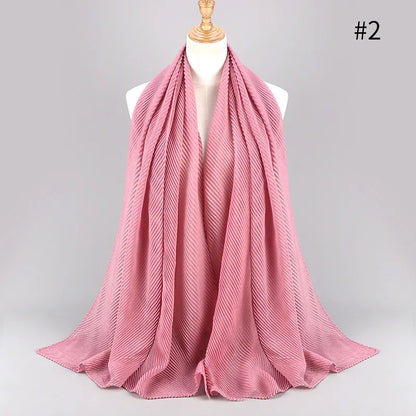 2022 Women Plain Cotton Scarf Head Hijab Wrap Solid Full Cover-up Shawls Foulard Femme Headband Crinkle Muslim Hijabs Store