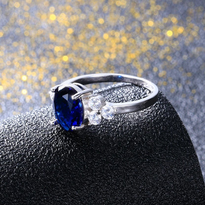 Silver Plated Rings for Woman AAA Oval Olive Zircon Ring Multi-color Gemstone Fashion Luxury Jewelry Wedding Engagement Gift
