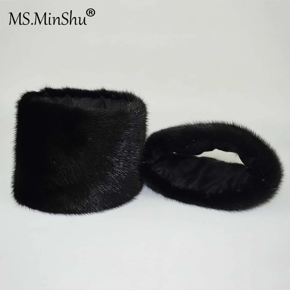 Ms.MinShu-Mink Fur Cuffs for Women, 100% Natural Mink Fur Sleeves, Unisex Jacket Luxury Fur Cuffs, Fluffy Fur Cuffs