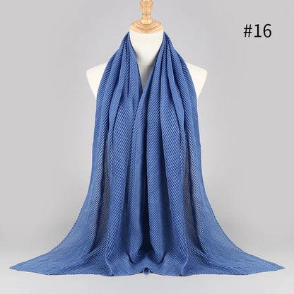 2022 Women Plain Cotton Scarf Head Hijab Wrap Solid Full Cover-up Shawls Foulard Femme Headband Crinkle Muslim Hijabs Store