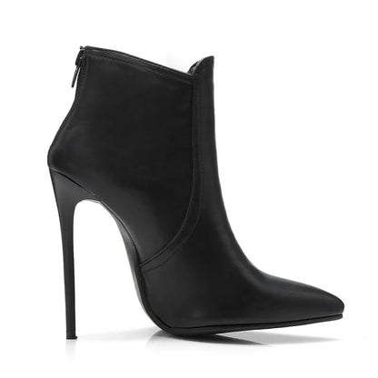 Black Women's high-heeled Ankle Boots Spring Autumn Fashion Point Toe Ladies Shoes Sexy Nightclub Short Boot Grey Large Size 45