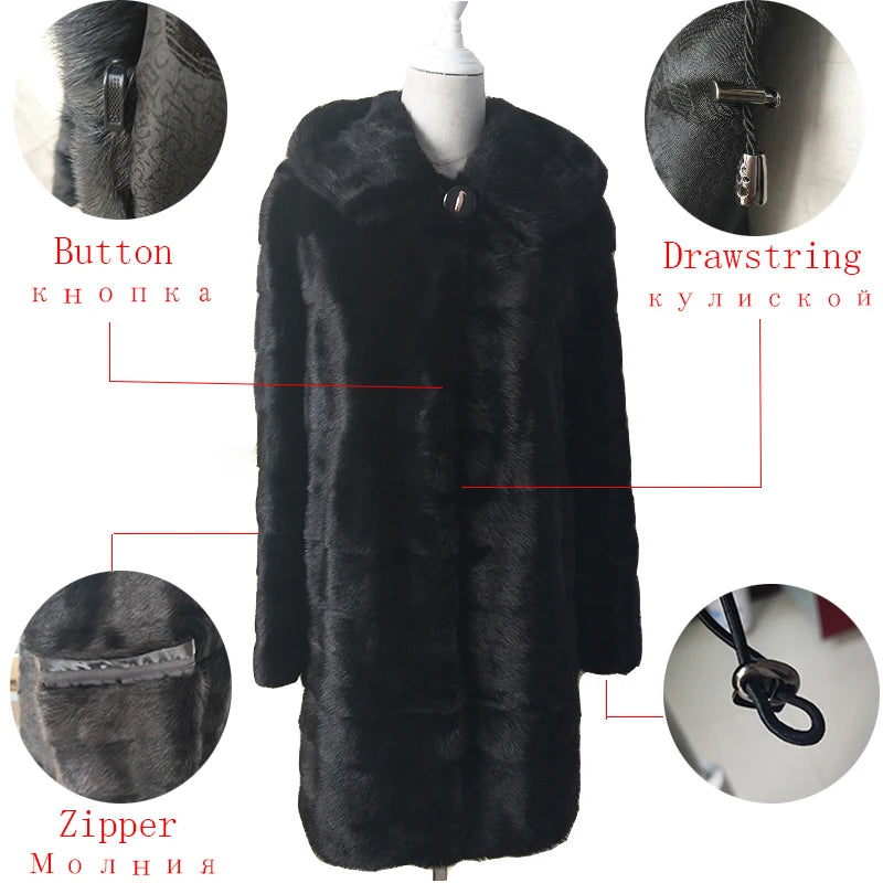 Real Fur Coat Winter Hats Of Mink Fur Coat Women's New Long Coats Winter Warm Natural Mink Fur Jacket Genuine Leather Coats