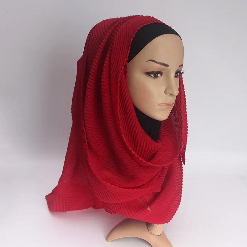 2022 Women Plain Cotton Scarf Head Hijab Wrap Solid Full Cover-up Shawls Foulard Femme Headband Crinkle Muslim Hijabs Store