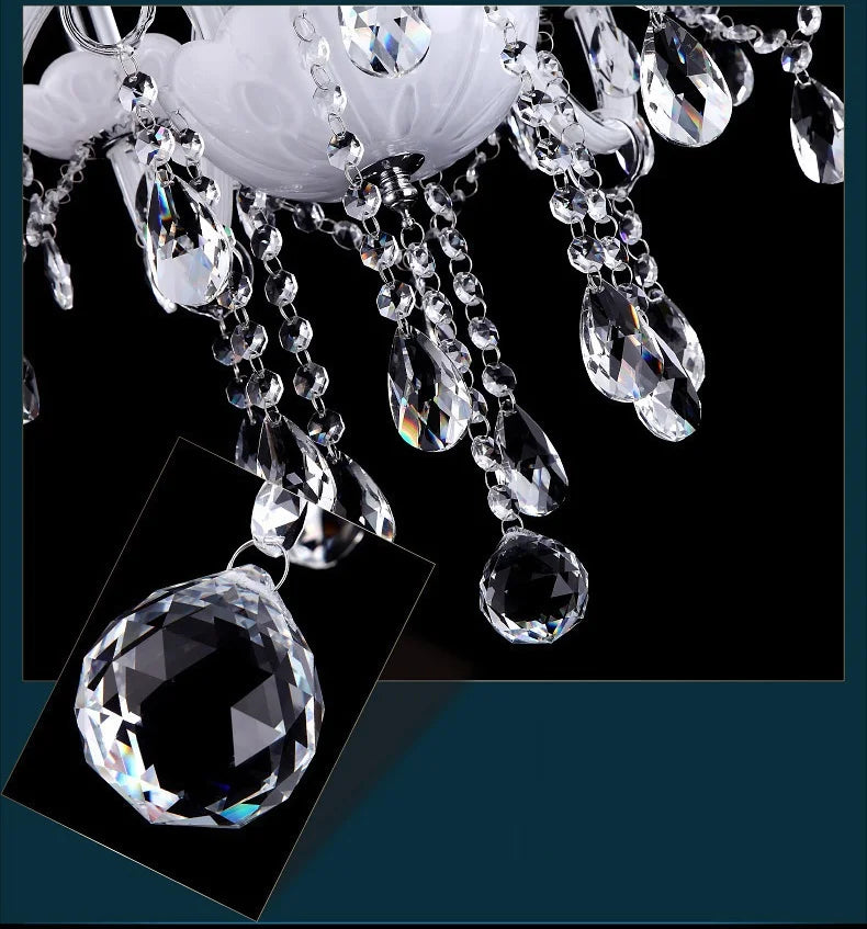 Modern LED 3/6/8/10/12/15/18 Arm Lights White LED Crystal Chandelier Living Room Light Vintage Crystal Chandelier E14 Light