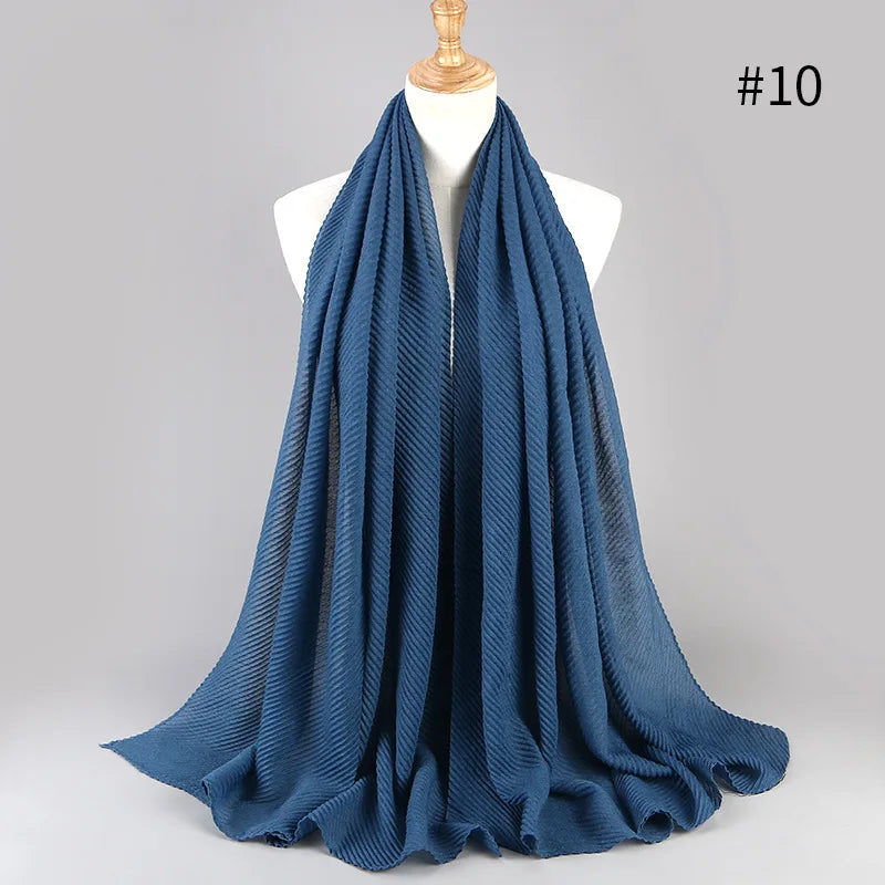 2022 Women Plain Cotton Scarf Head Hijab Wrap Solid Full Cover-up Shawls Foulard Femme Headband Crinkle Muslim Hijabs Store