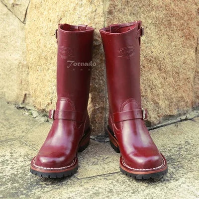 EB666 Rock Can Roll Men's Genuine Italian Cow Leather Footwear Cowhide Top Quality Goodyear Welted Trooper Engineer Boots