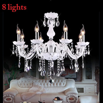 Modern LED 3/6/8/10/12/15/18 Arm Lights White LED Crystal Chandelier Living Room Light Vintage Crystal Chandelier E14 Light