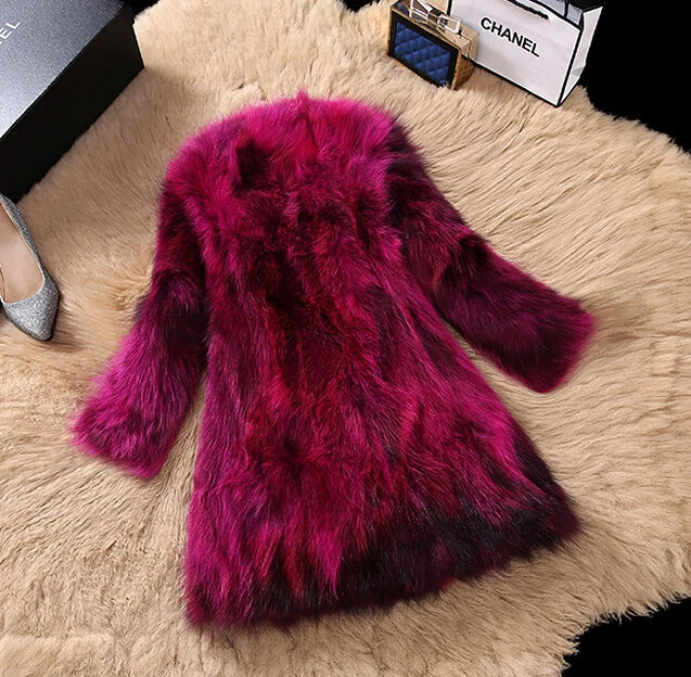 New Arrival Real Fox Fur Coat Lady Top Selling Factory Wholesale Natural Fox Fur Jacket 100% Genuine Fur Overcoat DFP822