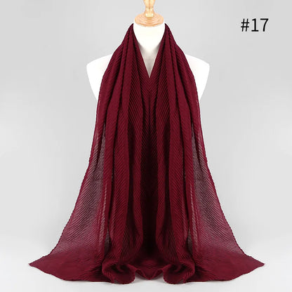 2022 Women Plain Cotton Scarf Head Hijab Wrap Solid Full Cover-up Shawls Foulard Femme Headband Crinkle Muslim Hijabs Store