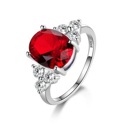 Silver Plated Rings for Woman AAA Oval Olive Zircon Ring Multi-color Gemstone Fashion Luxury Jewelry Wedding Engagement Gift