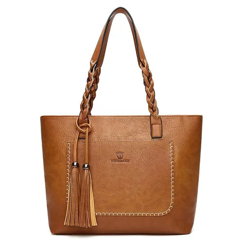 Women Messenger Bags Leather Daily Luxury Tassel Leather Handbags Female Designer Bag Vintage Big Tote Shoulder Bag High Quality