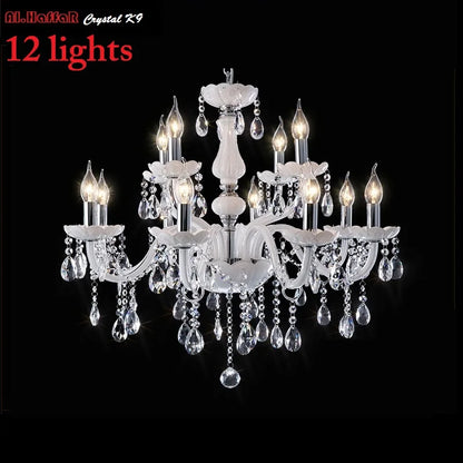 Modern LED 3/6/8/10/12/15/18 Arm Lights White LED Crystal Chandelier Living Room Light Vintage Crystal Chandelier E14 Light