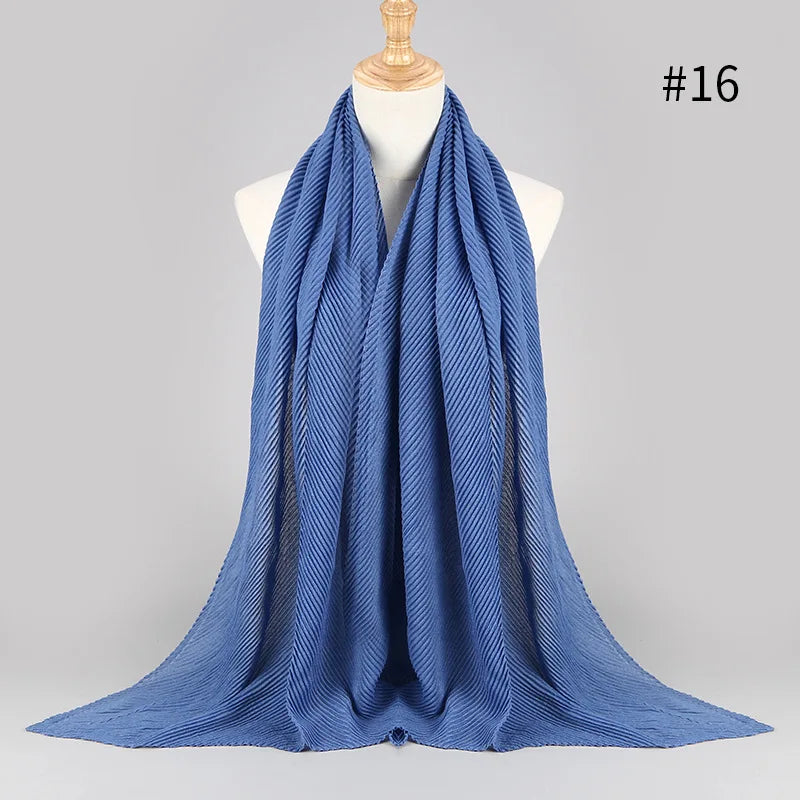 2022 Women Plain Cotton Scarf Head Hijab Wrap Solid Full Cover-up Shawls Foulard Femme Headband Crinkle Muslim Hijabs Store