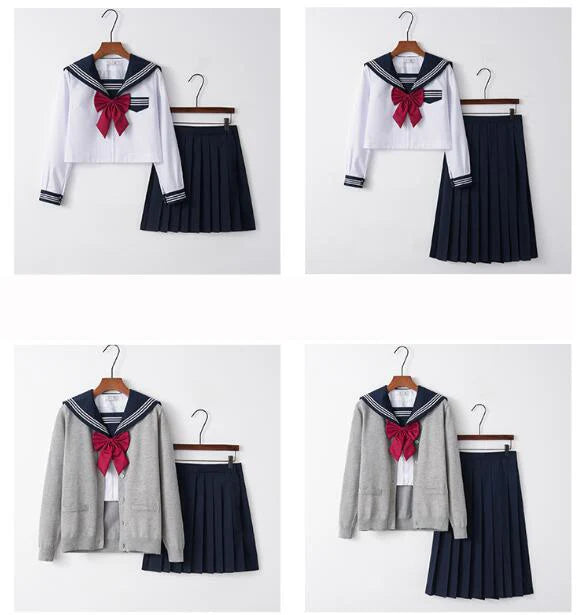 Japanese Orthodox  Girls JK Uniform Skirt Sailor Dress, Long Sleeve Student Suit, Kansai pleated skirt  Academic  set JKN2106