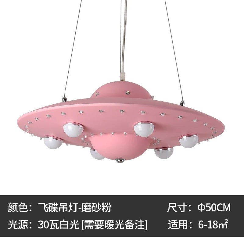 Colorful UFO Flying Saucers Chandelier Nordic Creative Boys Girls Kids Rooms Hanglamp Lights Bedrooms Mak Long Restaurant Lustre
