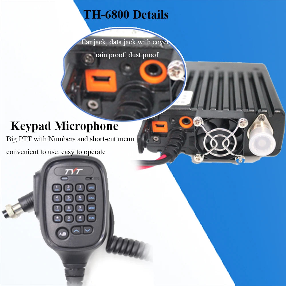 TYT TH-8600 25W High Power IP67 Waterproof Dual Band 136-174MHz 400-480MHz TH8600 DTMF/2Tone/5Tone Amateur Mobile Walkie Talkie