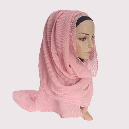 2022 Women Plain Cotton Scarf Head Hijab Wrap Solid Full Cover-up Shawls Foulard Femme Headband Crinkle Muslim Hijabs Store