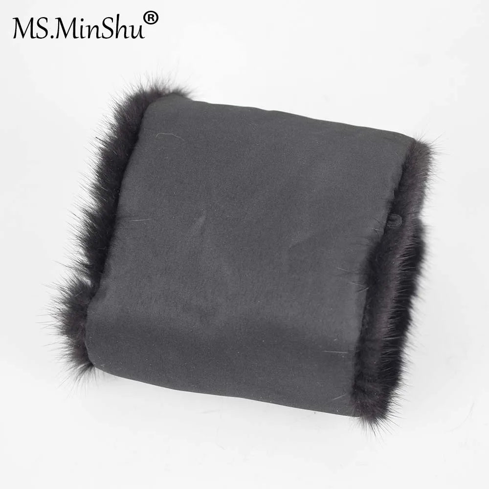 Ms.MinShu-Mink Fur Cuffs for Women, 100% Natural Mink Fur Sleeves, Unisex Jacket Luxury Fur Cuffs, Fluffy Fur Cuffs