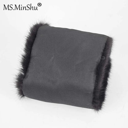Ms.MinShu-Mink Fur Cuffs for Women, 100% Natural Mink Fur Sleeves, Unisex Jacket Luxury Fur Cuffs, Fluffy Fur Cuffs