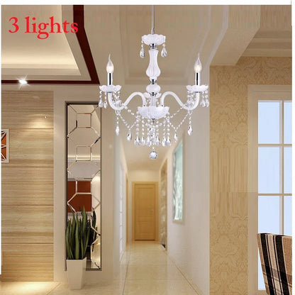 Modern LED 3/6/8/10/12/15/18 Arm Lights White LED Crystal Chandelier Living Room Light Vintage Crystal Chandelier E14 Light