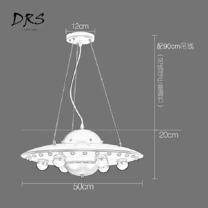 Colorful UFO Flying Saucers Chandelier Nordic Creative Boys Girls Kids Rooms Hanglamp Lights Bedrooms Mak Long Restaurant Lustre