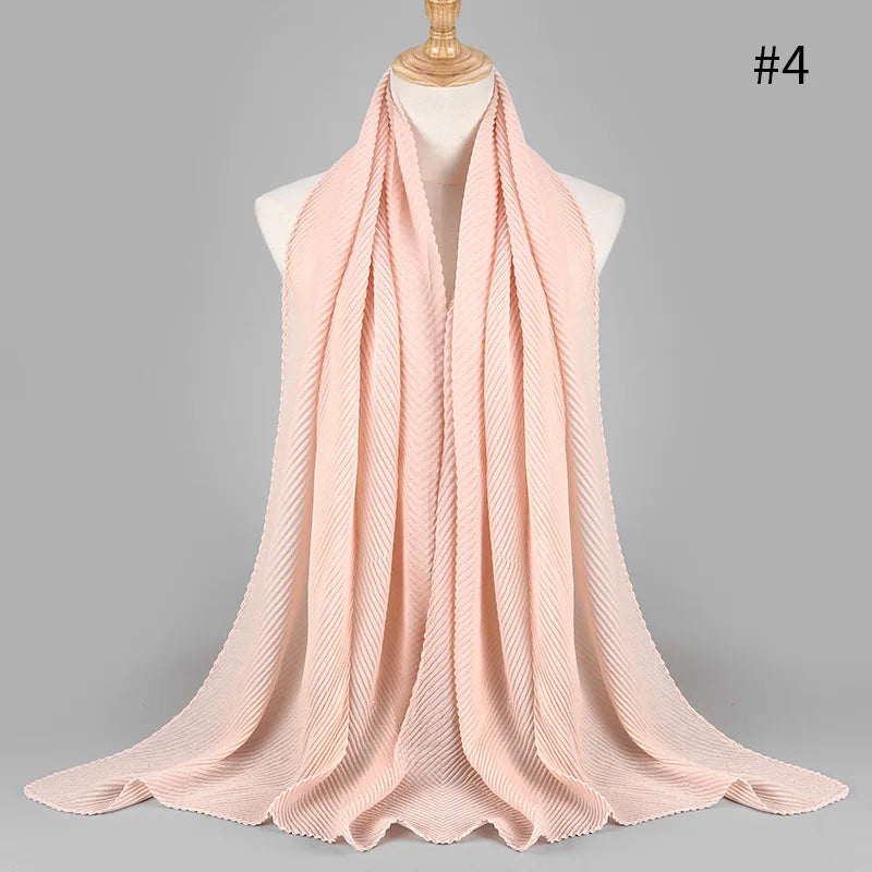 2022 Women Plain Cotton Scarf Head Hijab Wrap Solid Full Cover-up Shawls Foulard Femme Headband Crinkle Muslim Hijabs Store