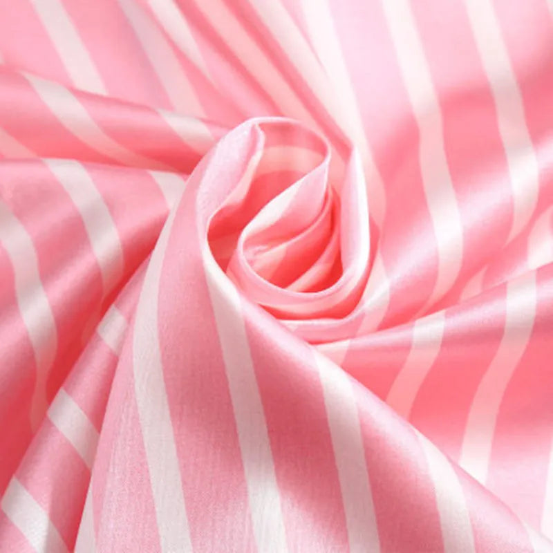 Women's Plus Size 7 Piece Soft Smooth Rayon Pajama Set, V-Neck Loungewear, Pink Striped Sleepwear