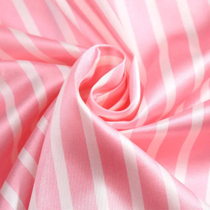 Women's Plus Size 7 Piece Soft Smooth Rayon Pajama Set, V-Neck Loungewear, Pink Striped Sleepwear
