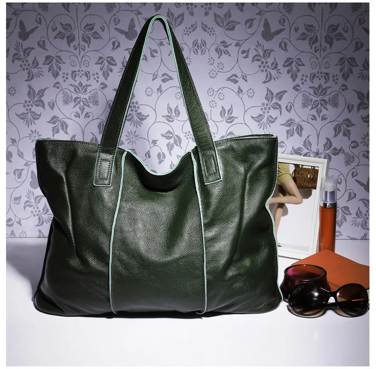 Zency 100% Genuine Leather Handbag Large Capacity Women Shoulder Bag Retro Tote Purse High Quality Hobos Brown Shopping Bags