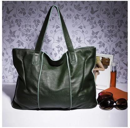Zency 100% Genuine Leather Handbag Large Capacity Women Shoulder Bag Retro Tote Purse High Quality Hobos Brown Shopping Bags