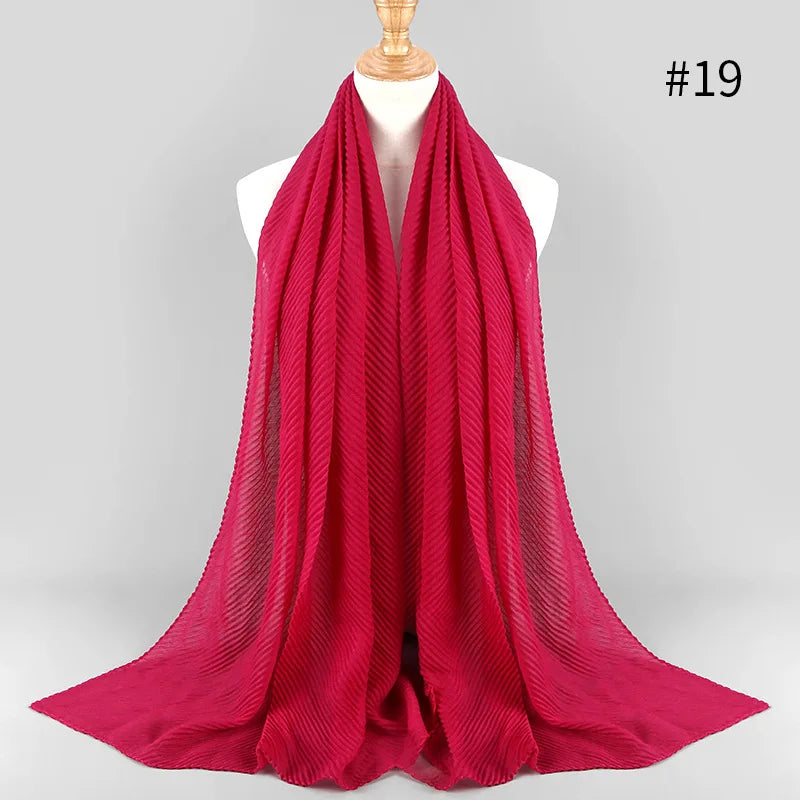 2022 Women Plain Cotton Scarf Head Hijab Wrap Solid Full Cover-up Shawls Foulard Femme Headband Crinkle Muslim Hijabs Store