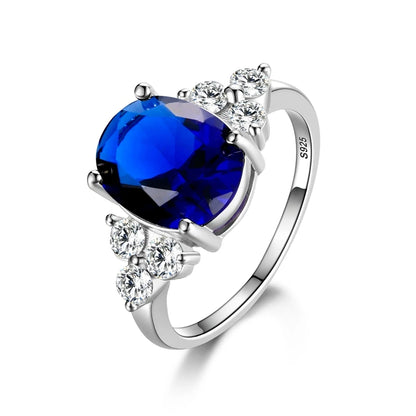 Silver Plated Rings for Woman AAA Oval Olive Zircon Ring Multi-color Gemstone Fashion Luxury Jewelry Wedding Engagement Gift
