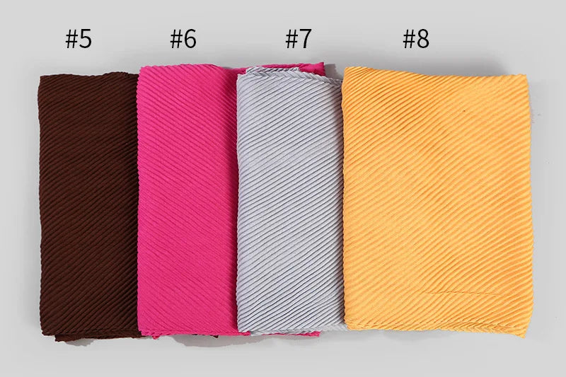 2022 Women Plain Cotton Scarf Head Hijab Wrap Solid Full Cover-up Shawls Foulard Femme Headband Crinkle Muslim Hijabs Store