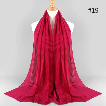 2022 Women Plain Cotton Scarf Head Hijab Wrap Solid Full Cover-up Shawls Foulard Femme Headband Crinkle Muslim Hijabs Store