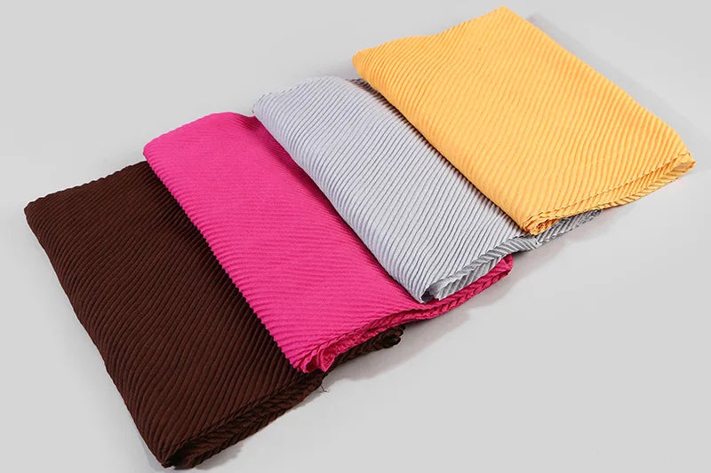 2022 Women Plain Cotton Scarf Head Hijab Wrap Solid Full Cover-up Shawls Foulard Femme Headband Crinkle Muslim Hijabs Store