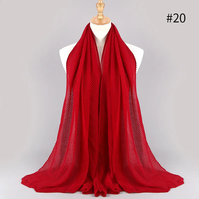 2022 Women Plain Cotton Scarf Head Hijab Wrap Solid Full Cover-up Shawls Foulard Femme Headband Crinkle Muslim Hijabs Store