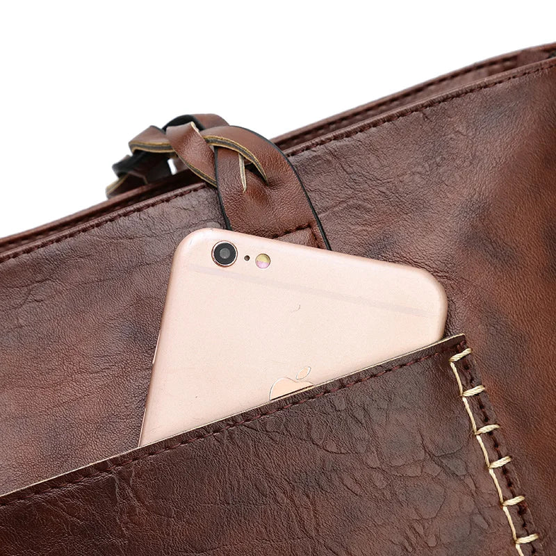 Women Messenger Bags Leather Daily Luxury Tassel Leather Handbags Female Designer Bag Vintage Big Tote Shoulder Bag High Quality