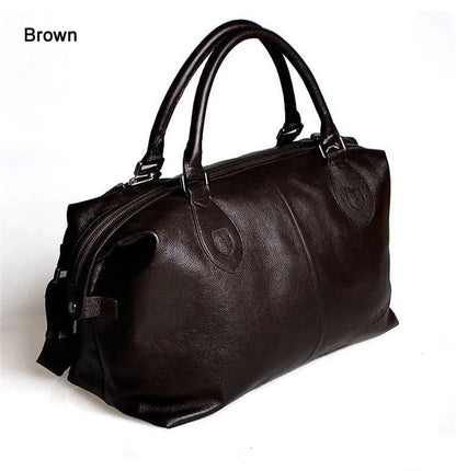 Fashion Genuine Leather Travel Bag Men's Luggage Bags Large Male Duffle Bag weekend Women Shoulder Bag Big Tote Handbag Black